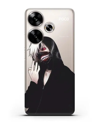 Чехол аниме Токийский гуль (Tokyo Ghoul) Кен Канеки в капюшоне силиконовый для Xiaomi Poco F6