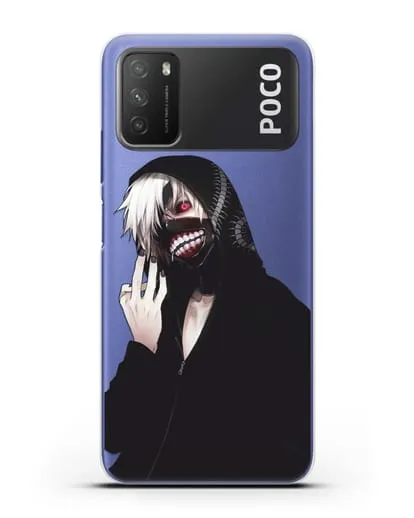 Чехол аниме Токийский гуль (Tokyo Ghoul) Кен Канеки в капюшоне силиконовый для Xiaomi Poco M3