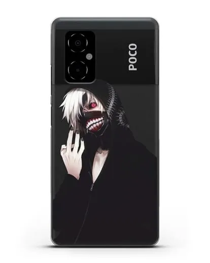 Чехол аниме Токийский гуль (Tokyo Ghoul) Кен Канеки в капюшоне силиконовый для Xiaomi Poco M4 5G