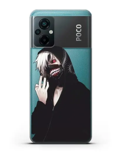 Чехол аниме Токийский гуль (Tokyo Ghoul) Кен Канеки в капюшоне силиконовый для Xiaomi Poco M5