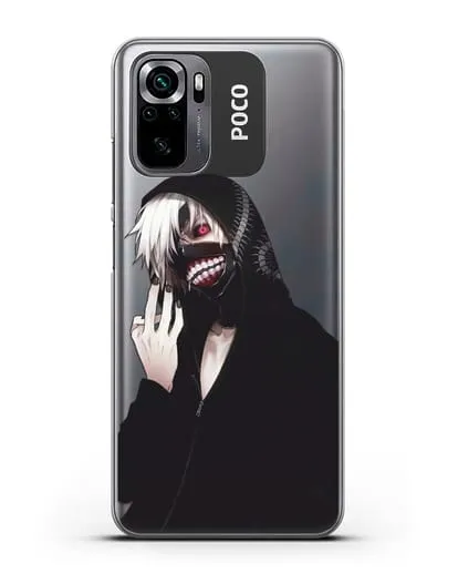 Чехол аниме Токийский гуль (Tokyo Ghoul) Кен Канеки в капюшоне силиконовый для Xiaomi Poco M5s