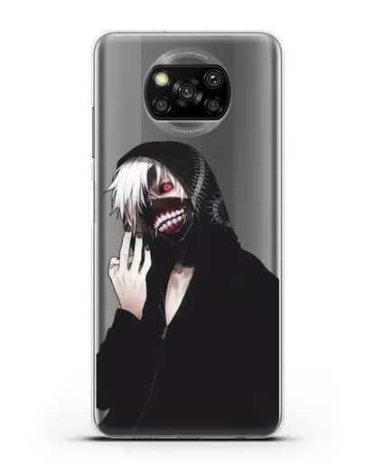 Чехол аниме Токийский гуль (Tokyo Ghoul) Кен Канеки в капюшоне силиконовый для Xiaomi Poco X3