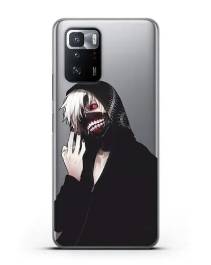 Чехол аниме Токийский гуль (Tokyo Ghoul) Кен Канеки в капюшоне силиконовый для Xiaomi Poco X3 GT