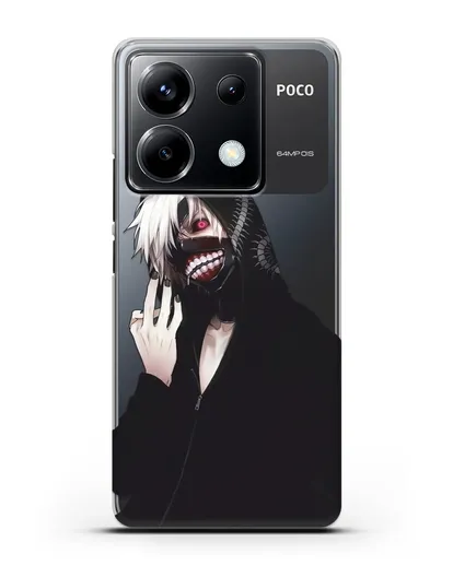 Чехол аниме Токийский гуль (Tokyo Ghoul) Кен Канеки в капюшоне силиконовый для Xiaomi Poco X6
