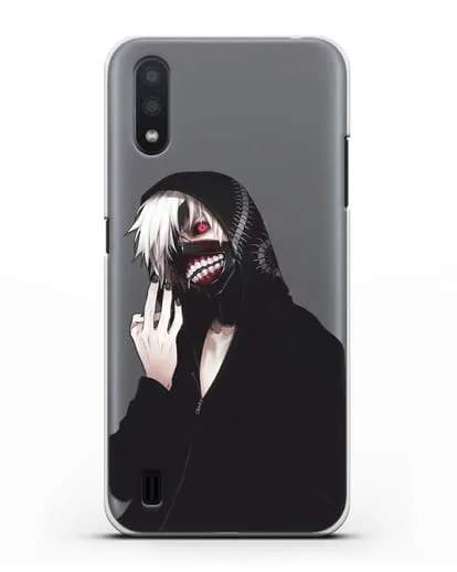 Чехол аниме Токийский гуль (Tokyo Ghoul) Кен Канеки в капюшоне силиконовый для Samsung Galaxy A01 [SM-A015F]