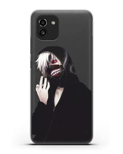 Чехол аниме Токийский гуль (Tokyo Ghoul) Кен Канеки в капюшоне силиконовый для Samsung Galaxy A03 [SM-A035]