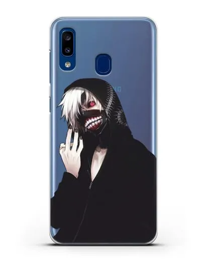 Чехол аниме Токийский гуль (Tokyo Ghoul) Кен Канеки в капюшоне силиконовый для Samsung Galaxy A20 [SM-A205FN]