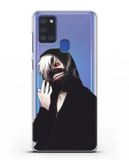 Чехол аниме Токийский гуль (Tokyo Ghoul) Кен Канеки в капюшоне силиконовый для Samsung Galaxy A21s [SM-A217F]