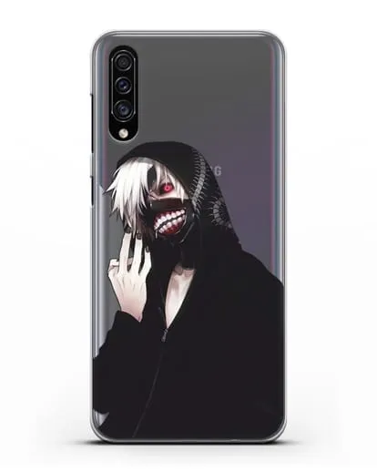 Чехол аниме Токийский гуль (Tokyo Ghoul) Кен Канеки в капюшоне силиконовый для Samsung Galaxy A30s [SM-A307FN]