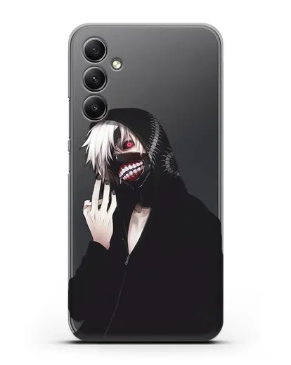 Чехол аниме Токийский гуль (Tokyo Ghoul) Кен Канеки в капюшоне силиконовый для Samsung Galaxy A34 [SM-A346]