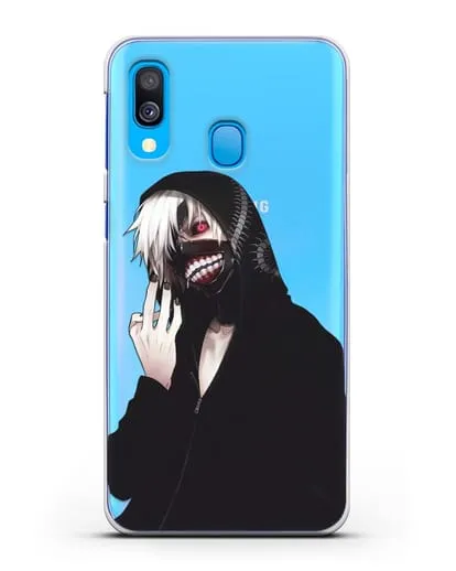 Чехол аниме Токийский гуль (Tokyo Ghoul) Кен Канеки в капюшоне силиконовый для Samsung Galaxy A40 [SM-A405F]