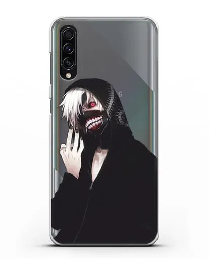 Чехол аниме Токийский гуль (Tokyo Ghoul) Кен Канеки в капюшоне силиконовый для Samsung Galaxy A50s [SM-F507FN]