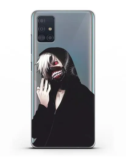 Чехол аниме Токийский гуль (Tokyo Ghoul) Кен Канеки в капюшоне силиконовый для Samsung Galaxy A51 [SM-A515F]