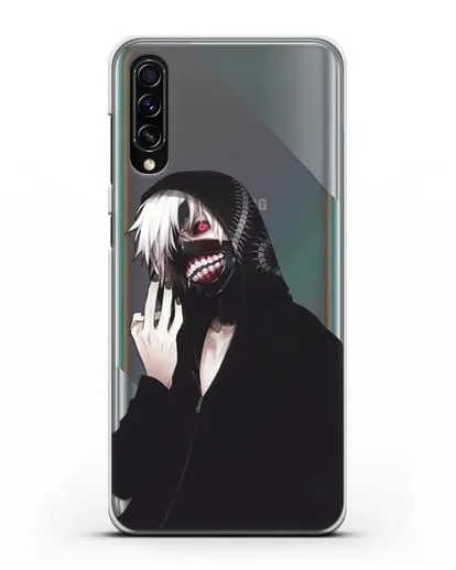 Чехол аниме Токийский гуль (Tokyo Ghoul) Кен Канеки в капюшоне силиконовый для Samsung Galaxy A70s [SM-A707F]