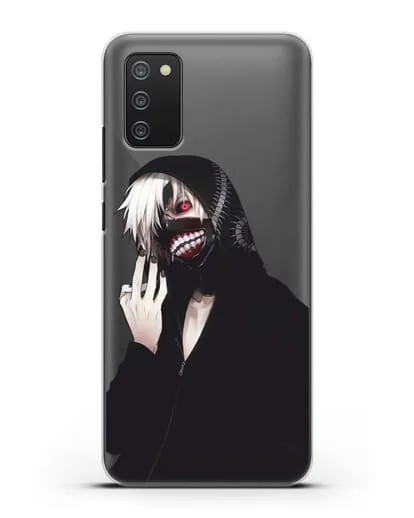 Чехол аниме Токийский гуль (Tokyo Ghoul) Кен Канеки в капюшоне силиконовый для Samsung Galaxy A02s [SM-A025F]