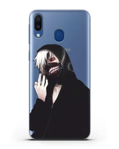 Чехол аниме Токийский гуль (Tokyo Ghoul) Кен Канеки в капюшоне силиконовый для Samsung Galaxy M20 [SM-M205F]