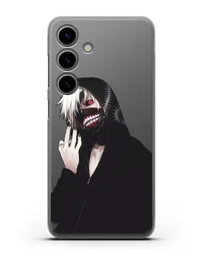 Чехол аниме Токийский гуль (Tokyo Ghoul) Кен Канеки в капюшоне силиконовый для Samsung Galaxy S24