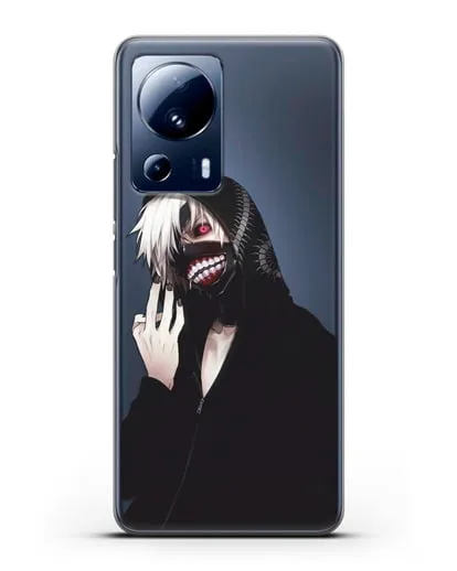 Чехол аниме Токийский гуль (Tokyo Ghoul) Кен Канеки в капюшоне силиконовый для Xiaomi 13 Lite