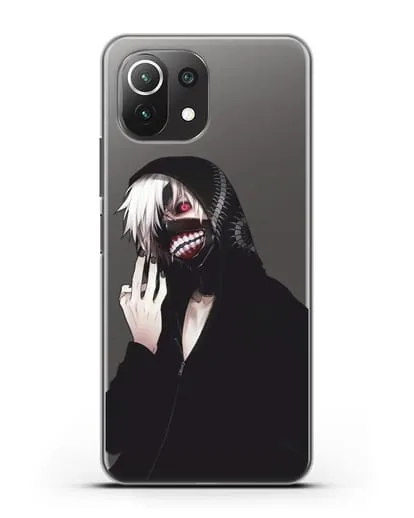 Чехол аниме Токийский гуль (Tokyo Ghoul) Кен Канеки в капюшоне силиконовый для Xiaomi Mi 11 Lite