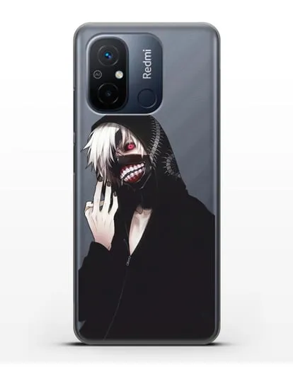 Чехол аниме Токийский гуль (Tokyo Ghoul) Кен Канеки в капюшоне силиконовый для Xiaomi Redmi 12C