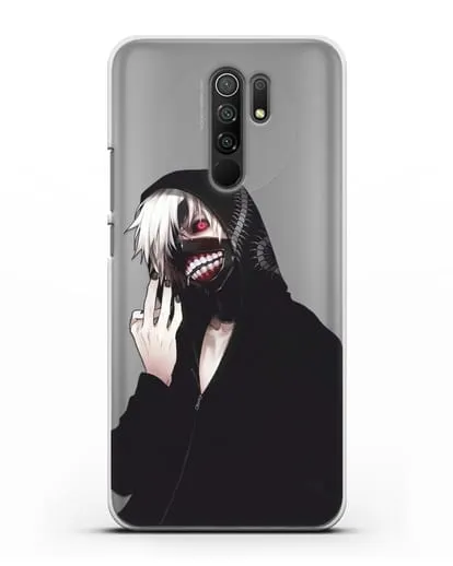 Чехол аниме Токийский гуль (Tokyo Ghoul) Кен Канеки в капюшоне силиконовый для Xiaomi Redmi 9
