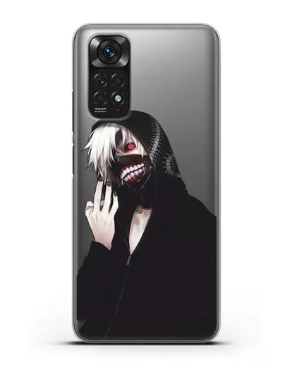 Чехол аниме Токийский гуль (Tokyo Ghoul) Кен Канеки в капюшоне силиконовый для Xiaomi Redmi Note 11
