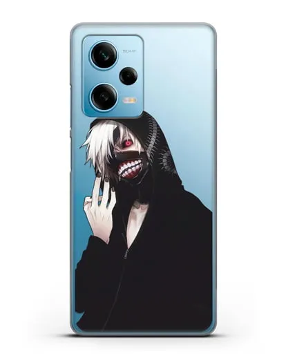 Чехол аниме Токийский гуль (Tokyo Ghoul) Кен Канеки в капюшоне силиконовый для Xiaomi Redmi Note 12 Pro 5G