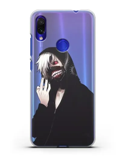 Чехол аниме Токийский гуль (Tokyo Ghoul) Кен Канеки в капюшоне силиконовый для Xiaomi Redmi Note 7