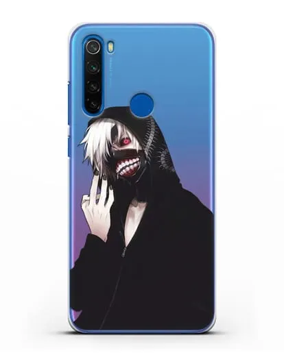 Чехол аниме Токийский гуль (Tokyo Ghoul) Кен Канеки в капюшоне силиконовый для Xiaomi Redmi Note 8