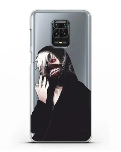 Чехол аниме Токийский гуль (Tokyo Ghoul) Кен Канеки в капюшоне силиконовый для Xiaomi Redmi Note 9 Pro