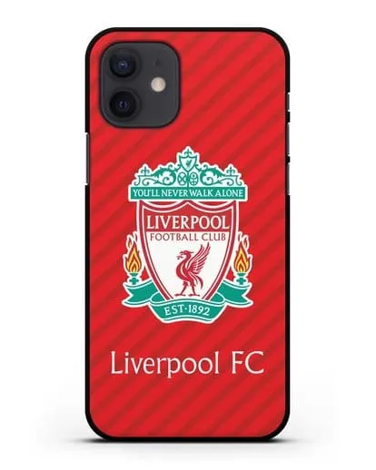 Чехол с эмблемой FC Liverpool с красным фоном силиконовый для iPhone 12