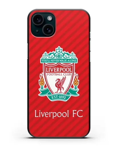 Чехол с эмблемой FC Liverpool с красным фоном силиконовый для iPhone 15 Plus