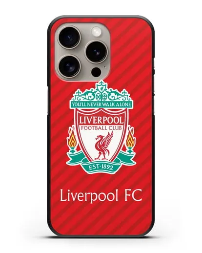 Чехол с эмблемой FC Liverpool с красным фоном силиконовый для iPhone 15 Pro