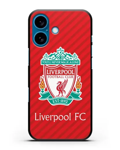Чехол с эмблемой FC Liverpool с красным фоном силиконовый для iPhone 16