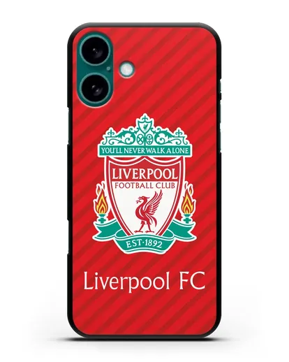 Чехол с эмблемой FC Liverpool с красным фоном силиконовый для iPhone 16 Plus