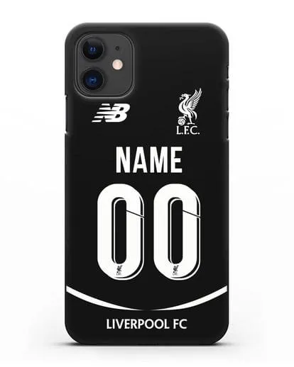Именной чехол Ливерпуль с фамилией и номером (сезон 2018-2019) черная форма силиконовый для iPhone 11