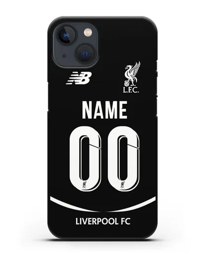 Именной чехол Ливерпуль с фамилией и номером (сезон 2018-2019) черная форма силиконовый для iPhone 13