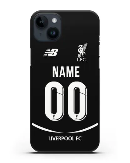 Именной чехол Ливерпуль с фамилией и номером (сезон 2018-2019) черная форма силиконовый для iPhone 14 Plus