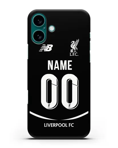Именной чехол Ливерпуль с фамилией и номером (сезон 2018-2019) черная форма силиконовый для iPhone 16 Plus