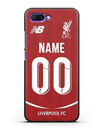 Именной чехол Ливерпуль с фамилией и номером (сезон 2018-2019) красная форма силиконовый для Honor 10
