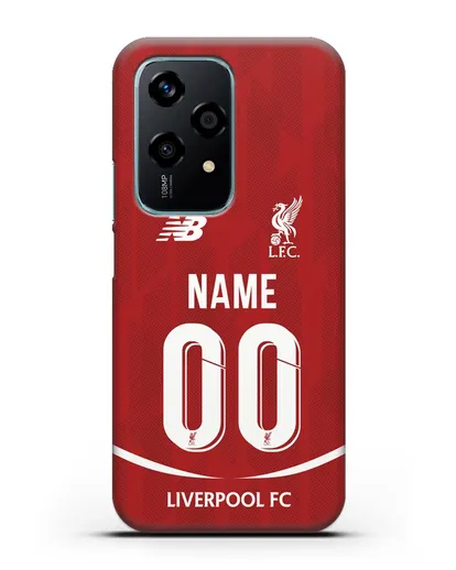Именной чехол Ливерпуль с фамилией и номером (сезон 2018-2019) красная форма силиконовый для Honor 200 Lite