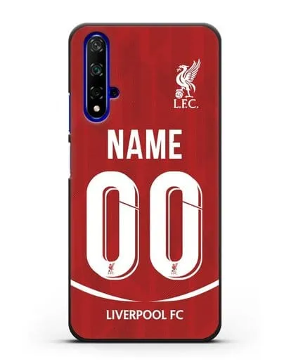 Именной чехол Ливерпуль с фамилией и номером (сезон 2018-2019) красная форма силиконовый для Honor 20