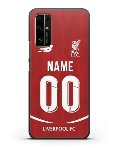 Именной чехол Ливерпуль с фамилией и номером (сезон 2018-2019) красная форма силиконовый для Honor 30