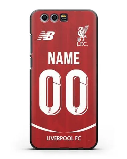 Именной чехол Ливерпуль с фамилией и номером (сезон 2018-2019) красная форма силиконовый для Honor 9