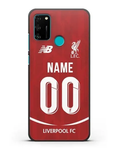 Именной чехол Ливерпуль с фамилией и номером (сезон 2018-2019) красная форма силиконовый для Honor 9A