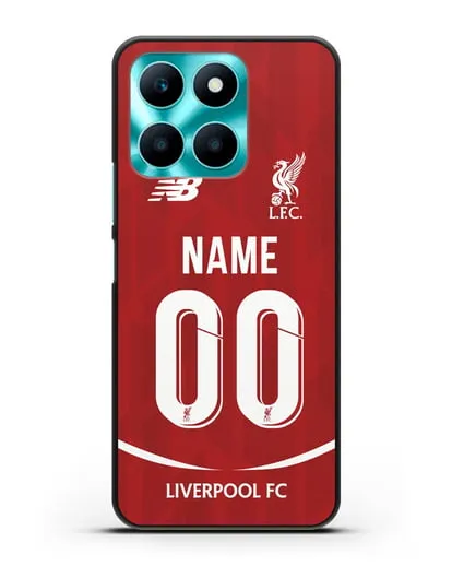 Именной чехол Ливерпуль с фамилией и номером (сезон 2018-2019) красная форма силиконовый для Honor X6a