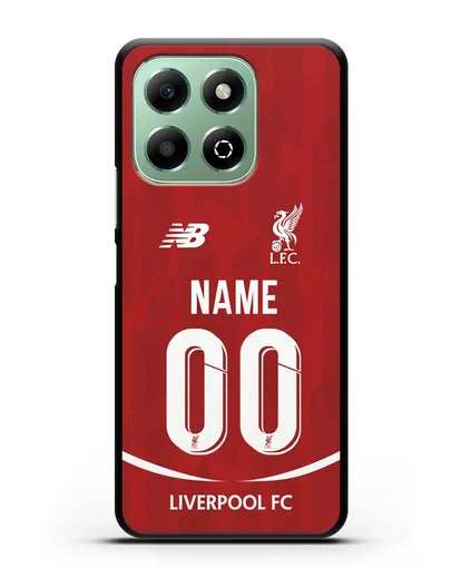 Именной чехол Ливерпуль с фамилией и номером (сезон 2018-2019) красная форма силиконовый для Honor X6b