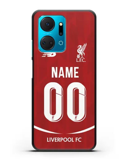 Именной чехол Ливерпуль с фамилией и номером (сезон 2018-2019) красная форма силиконовый для Honor X7a Plus