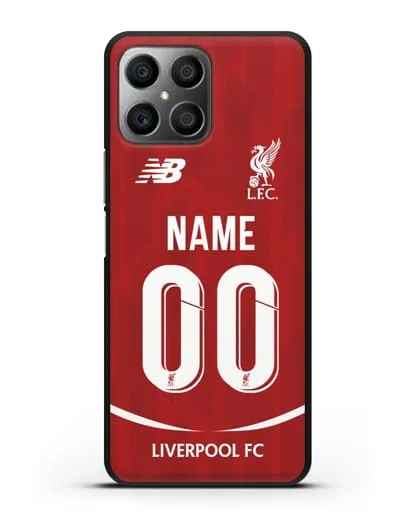 Именной чехол Ливерпуль с фамилией и номером (сезон 2018-2019) красная форма силиконовый для Honor X8