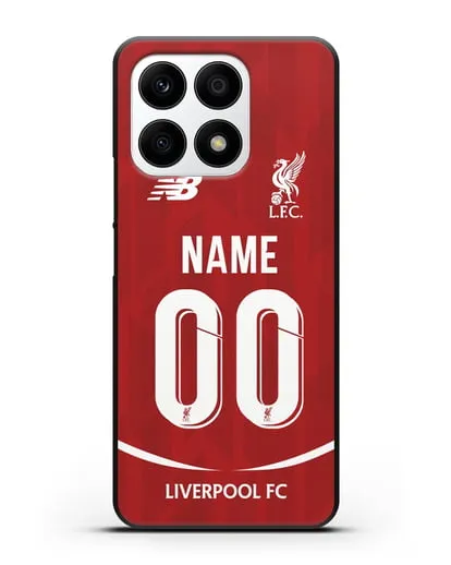 Именной чехол Ливерпуль с фамилией и номером (сезон 2018-2019) красная форма силиконовый для Honor X8a